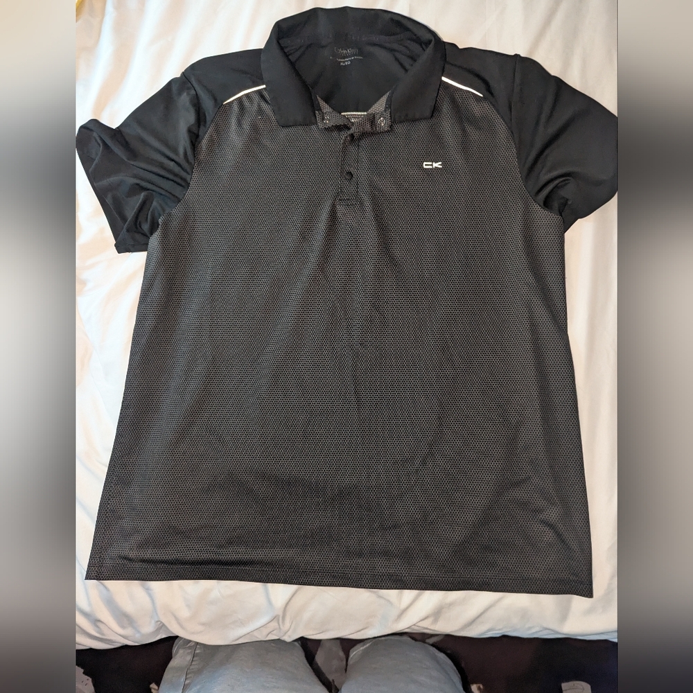 Calvin Klein Performance Men's XL‎ Black And Grey Short Sleeve Polo Shirt